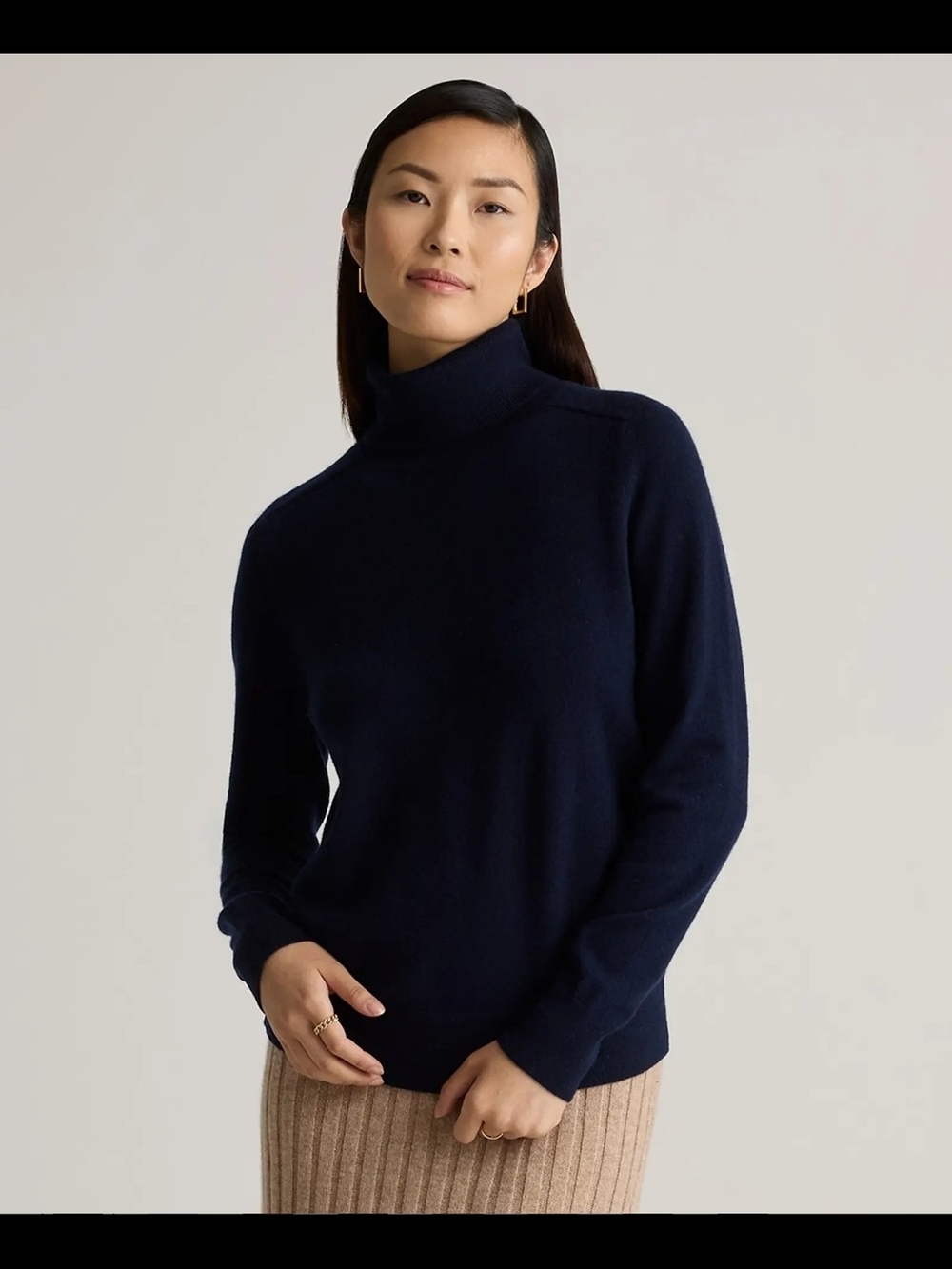 Quince Mongolian Cashmere Turtleneck Sweater In True Navy, Sz S, NWT